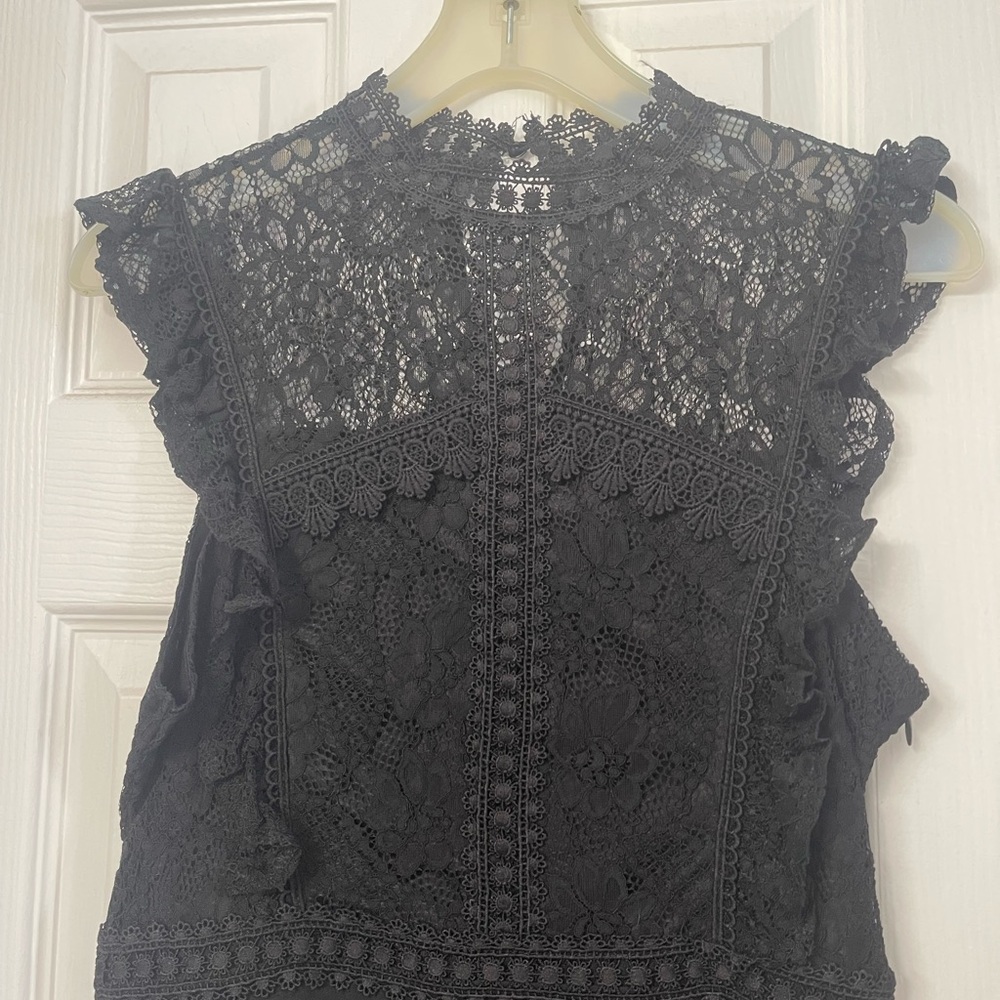 Black Sleeveless Midi Dress with Ruffled Bib Collar